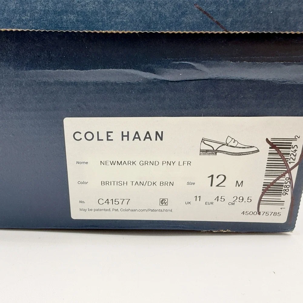 Cole Haan Newmark Grand 360 Penny Loafer Mens Size 12 British Tan Leather - NEW